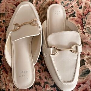 A New Day Women's Cream Mules with Gold Accent
